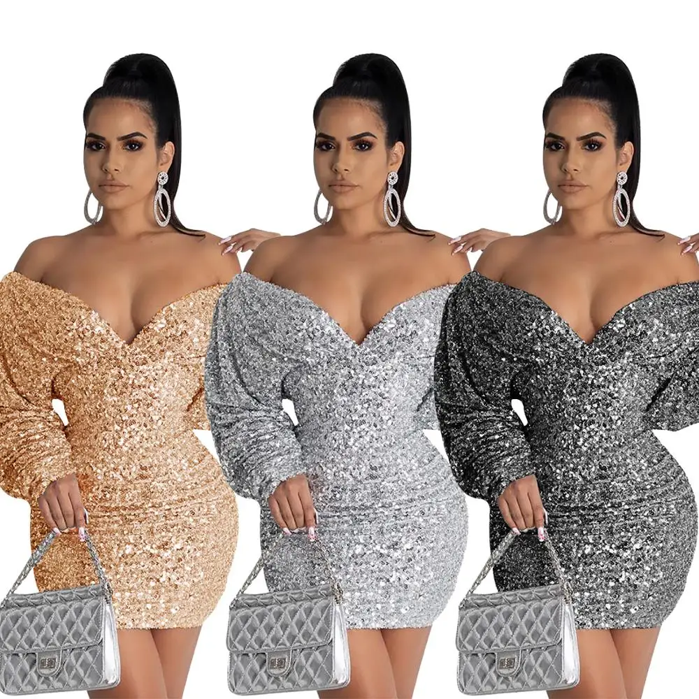 

Women clothing 2019 sexy backless club elegant sequin women dresses party wear