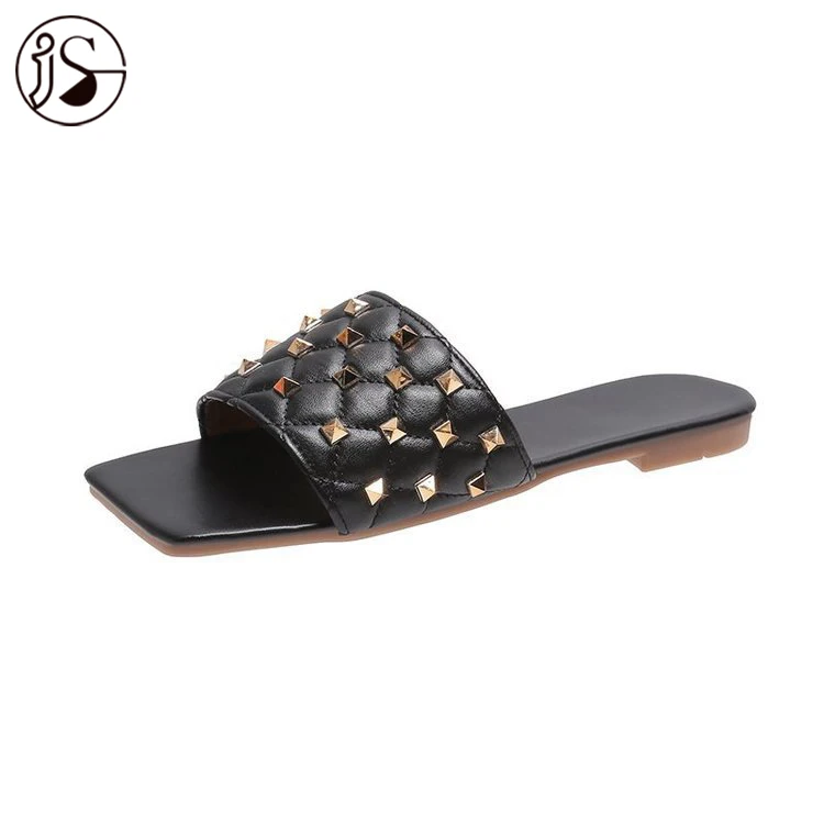 

Africa hot selling square toe diamond slides shoes women slippers, Picture