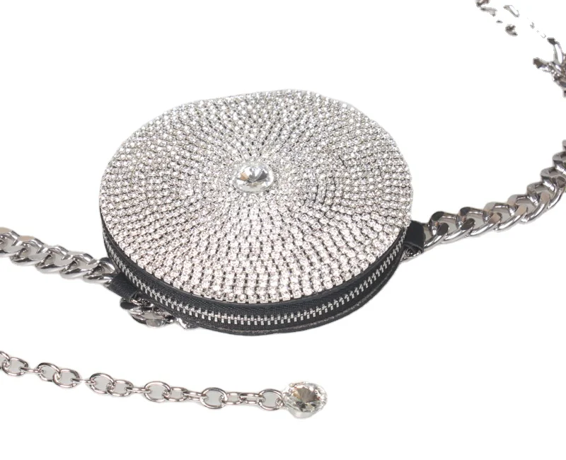 

Punk style iron chain waist chain 2021 new Korean diamond heart-shaped bag chain strip waist bag, Customized color
