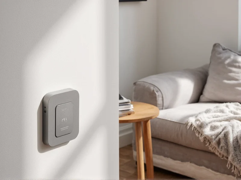 Abode Iota hub with built-in camera in living room