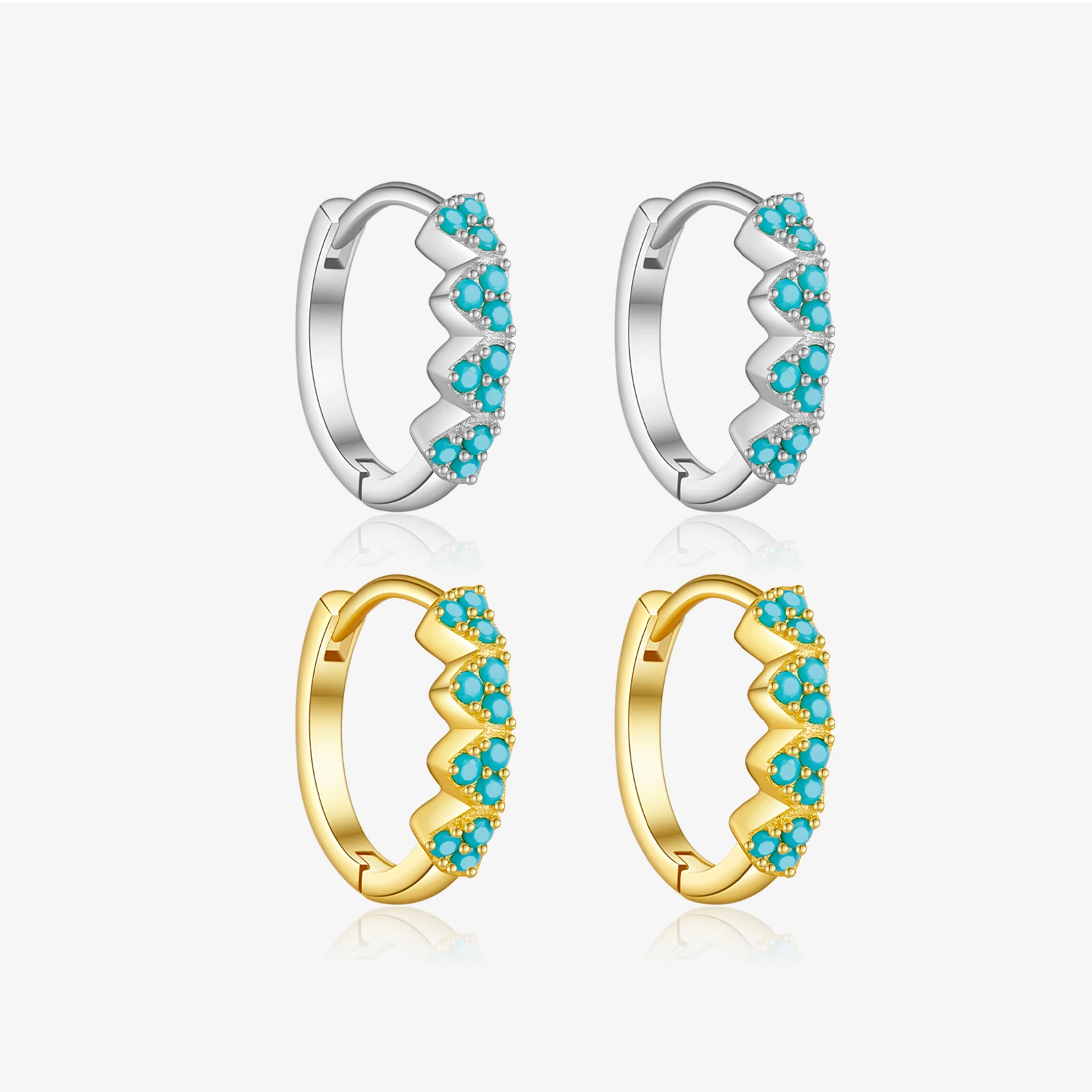 FUAMAY Aretes De Lobo Turquoise Jewelry 925 Sterling Silver Turquoise Earings Three Trio Turquoise Hoop Earrings