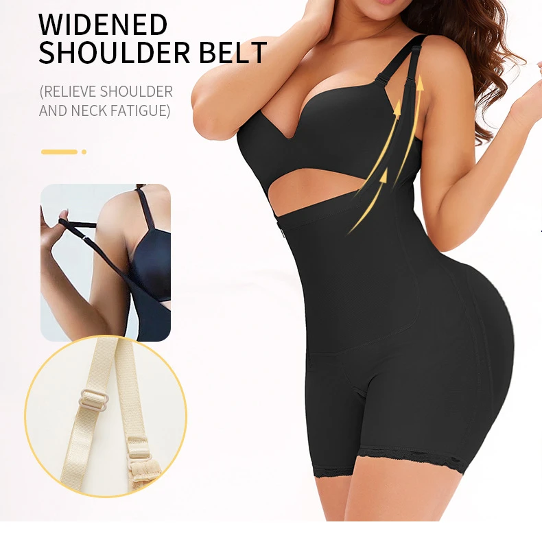 

D025A Shaper is free Women Tummy Control Plus Size Size Zipper And Hook Lace Bottom Body Shaper