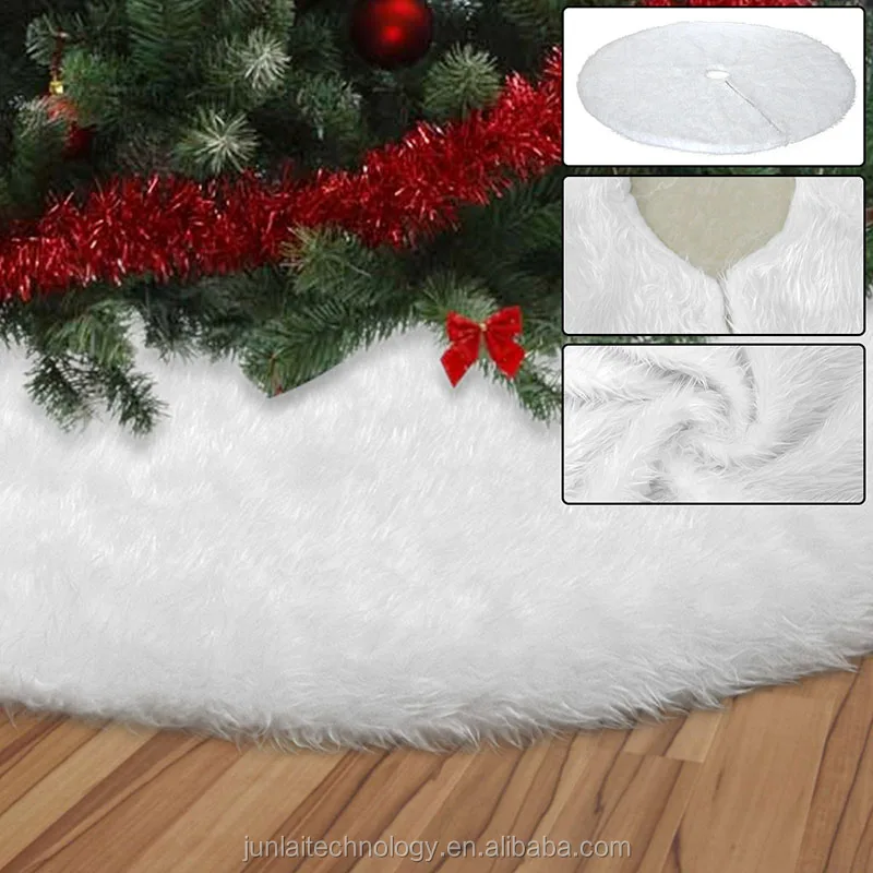Plush Christmas Tree Mat for Christmas Decorations New Year Holiday Decor Vlovelife White Christmas Tree Skirt 60 Inches Large Faux Fur Christmas Tree Skirt Large