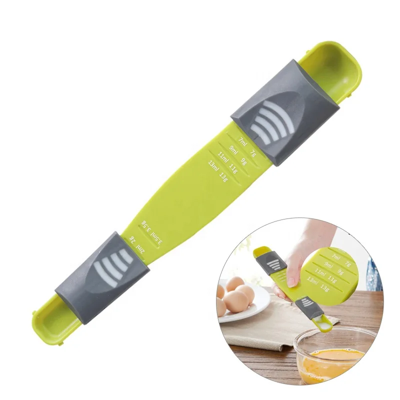 

Adjustable Kitchen Scale Double End Eight Stalls Measuring Spoon Powder Measure Cup Cooking Seasoning Scale, Green