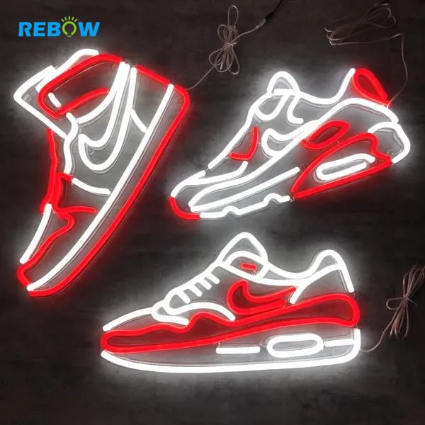 
Rebow Manufacturer Rolling Stones Shoes Led Glass Flex Neon Custom Sign 