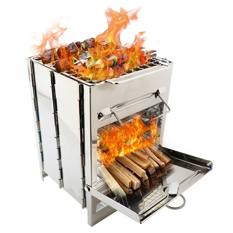 

Indoor and outdoor universal multifunctional foldable stainless steel barbecue fireplace