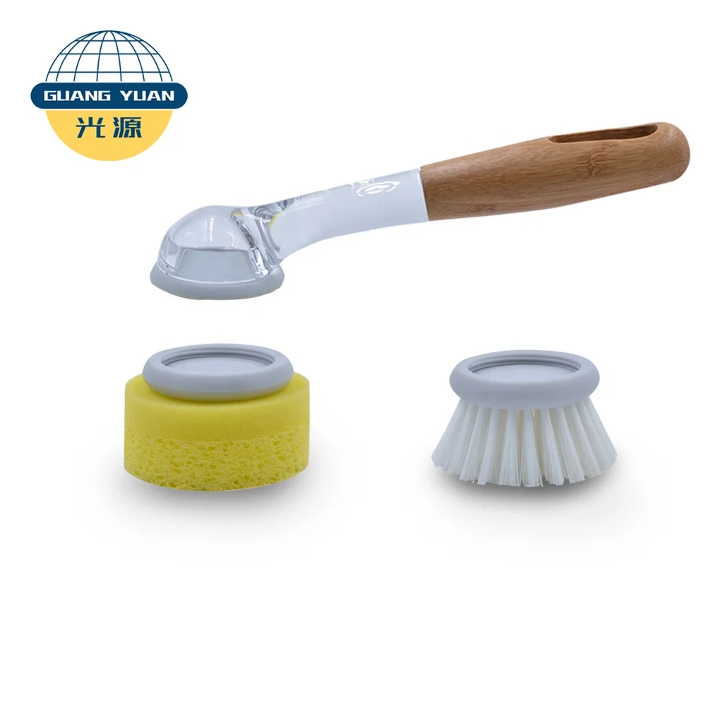 

Bamboo And Acrylic Handle Kitchen Dish Washing Brush And Pan Brush Cleaning Brush, Green, blue, black, orange or customized