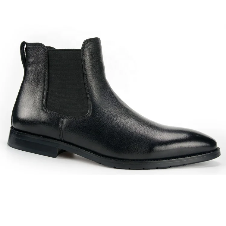

New style non-slip shoes men's soft bottom fashion genuine leather black ankle boots