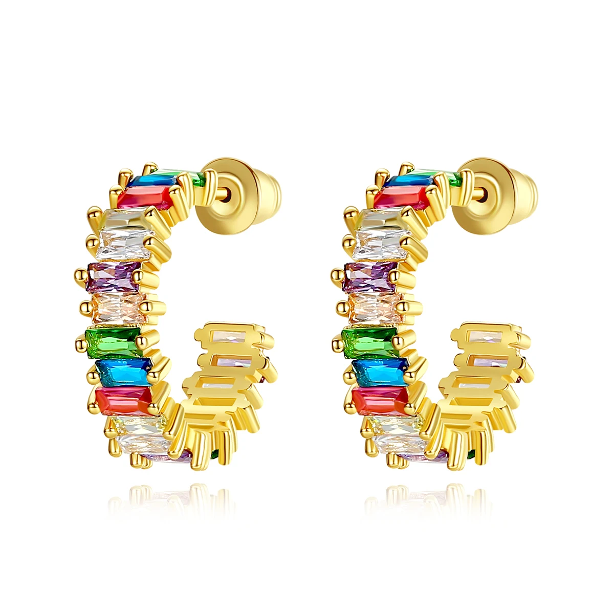 LUOTEEMI Drop Earrings Colorful CZ Stone Personality Ear Jewelry Boho Ethnic Vintage Earrings for Women Wholesale