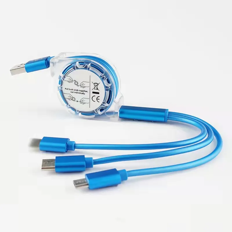 

TPE 3-in-1 Retractable Usb Cable 3 IN 1 Usb Fast Charging data Cable For huawei samsung