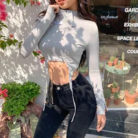 

Wholesale High Neck Long Sleeve Crop Winter Active GYM Tops For Women