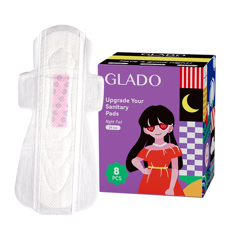 GLADO Ultra-Thin Night Use Menstrual Pad CE Certified Feminine Soft Comfortable Super Absorbent Breathable Winged Leak Sanitary