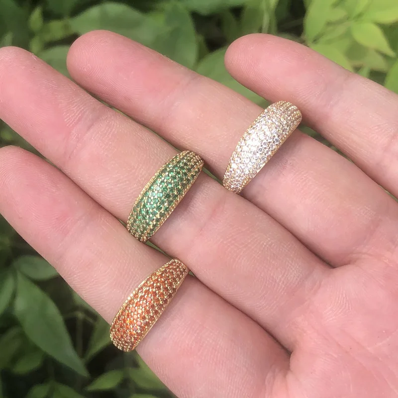 

Light Luxury Shiny Adjustable Opening Oval Diamond Zircon Finger Rings 18K Gold Plated Full Cubic Zirconia Rings For Women