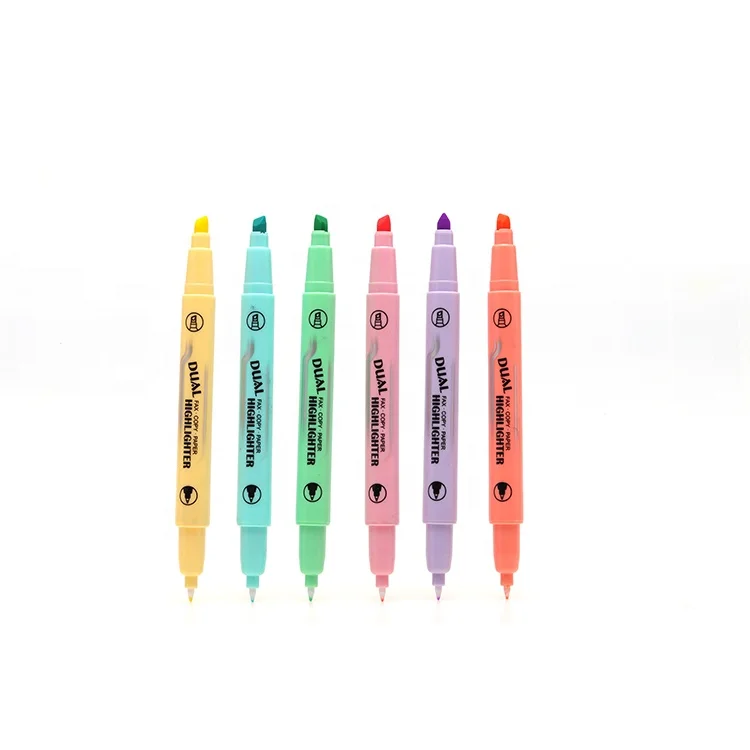 
Pastel color available High Performance Dual Tip Highlighter marker pen set 