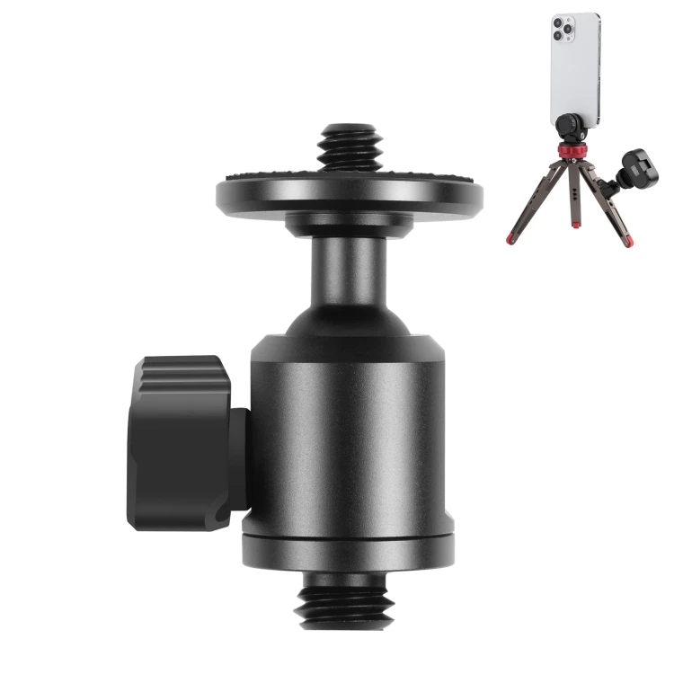 

New Arrivals PULUZ 3/8 inch Outer Screw Metal Tripod Ball Head Adapter with Knob Lock