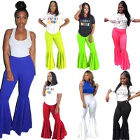 

90805-MX47 women casual boot cut pants big size 5XL 7 colors trousers