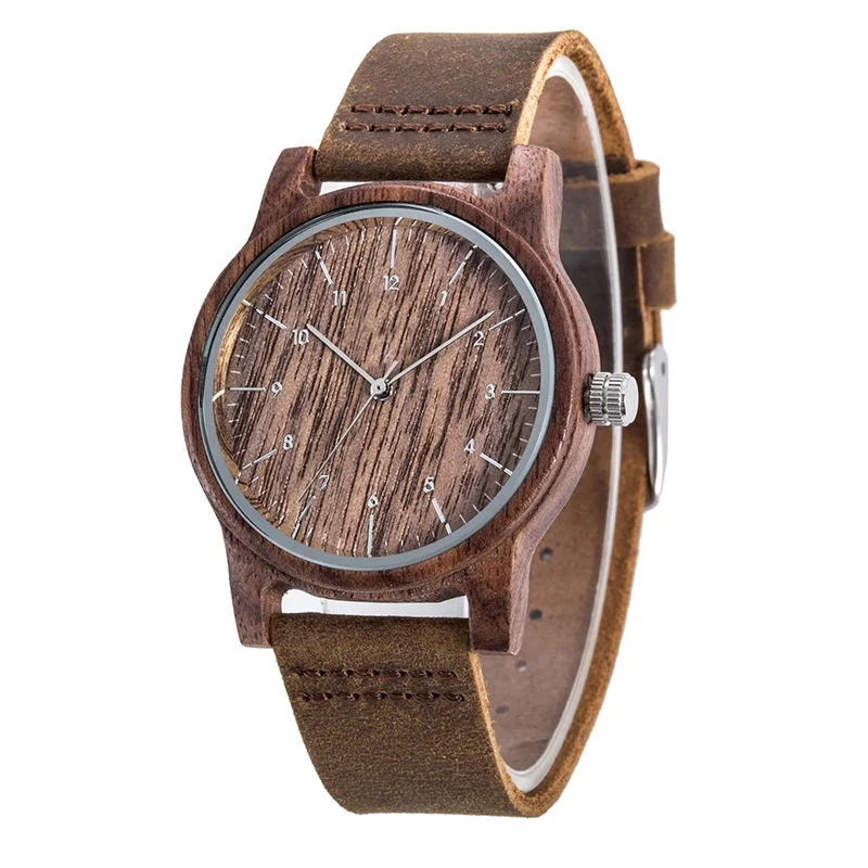 

Wooden Watch Case Men Wrist Quartz Leather Watches