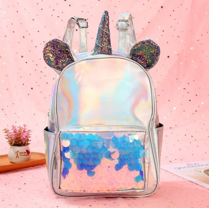 

Cute Spray Figure Unicorn Backpack Funny Personality Mermaid Rainbow Cloud Backpack