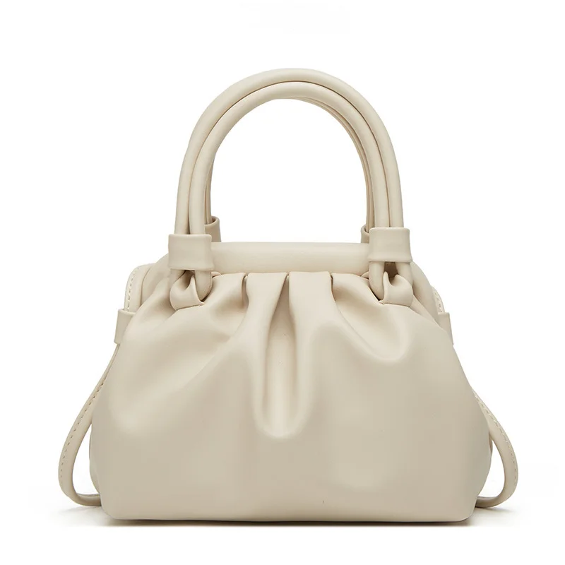 

New design vegan pleated leather handbag ladies messenger shoulder cloud hand bags fashion bag for women, 4colors