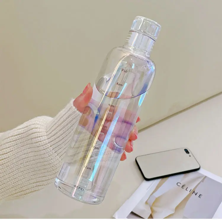 

2022 New Leak Proof Reusable BPA Free Time Marker Reminder 500ml 750ml Borosilicate Glass Water Bottles with Neoprene Sleeve