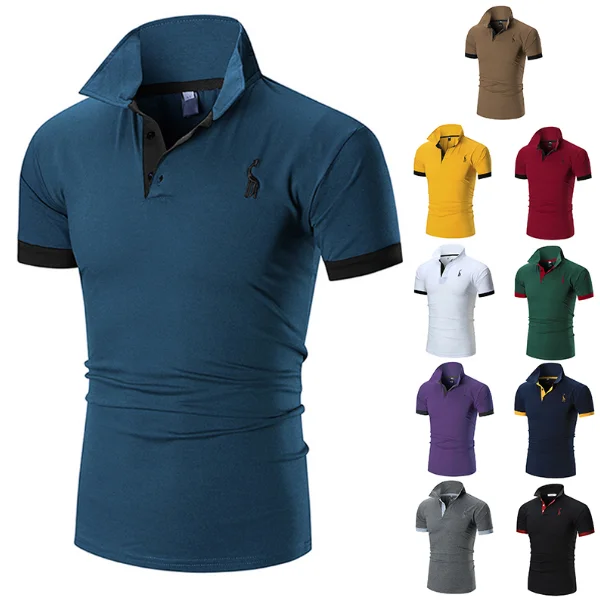 

2021 Summer Mens Polo Shirt Brands Male Short Sleeve Casual Slim Fit Solid Color Polo Shirt