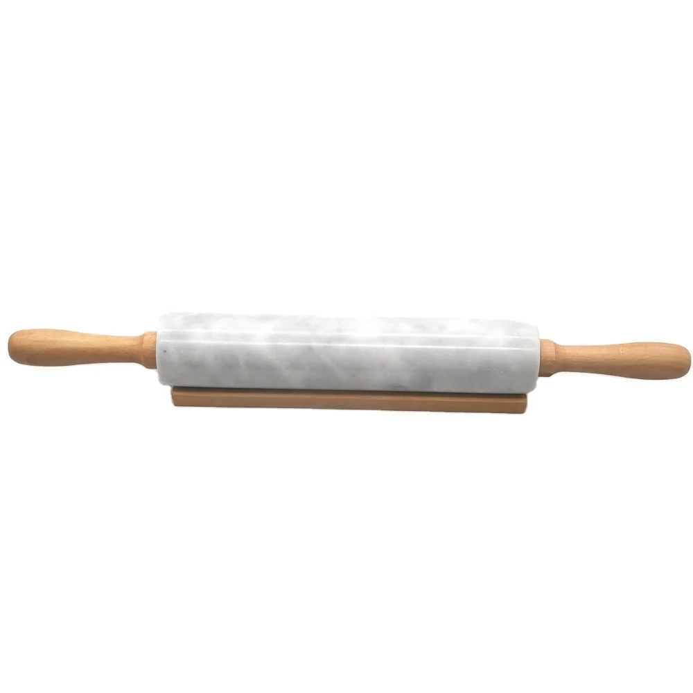 

high quality natural white marble stone baking embossing rolling pin for kitchen