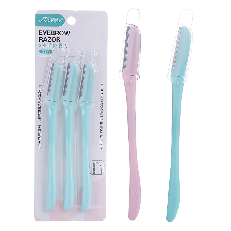 

Lameila Stainless Steel Sharp Women Eyebrow Trimmer Mini Eyebrow Knife Profession Super Silk Pink Touch Up Eyebrow Razor A0296, Blue/pink