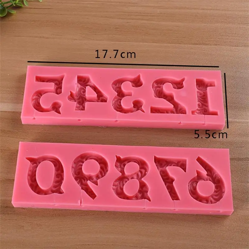 

Candle Sugar Craft Tool Chocolate Cake Mould Kitchen DIY Baking Decorating Aomily 0-9 Thread 3D Number Fondant Silicone Mold, Pink