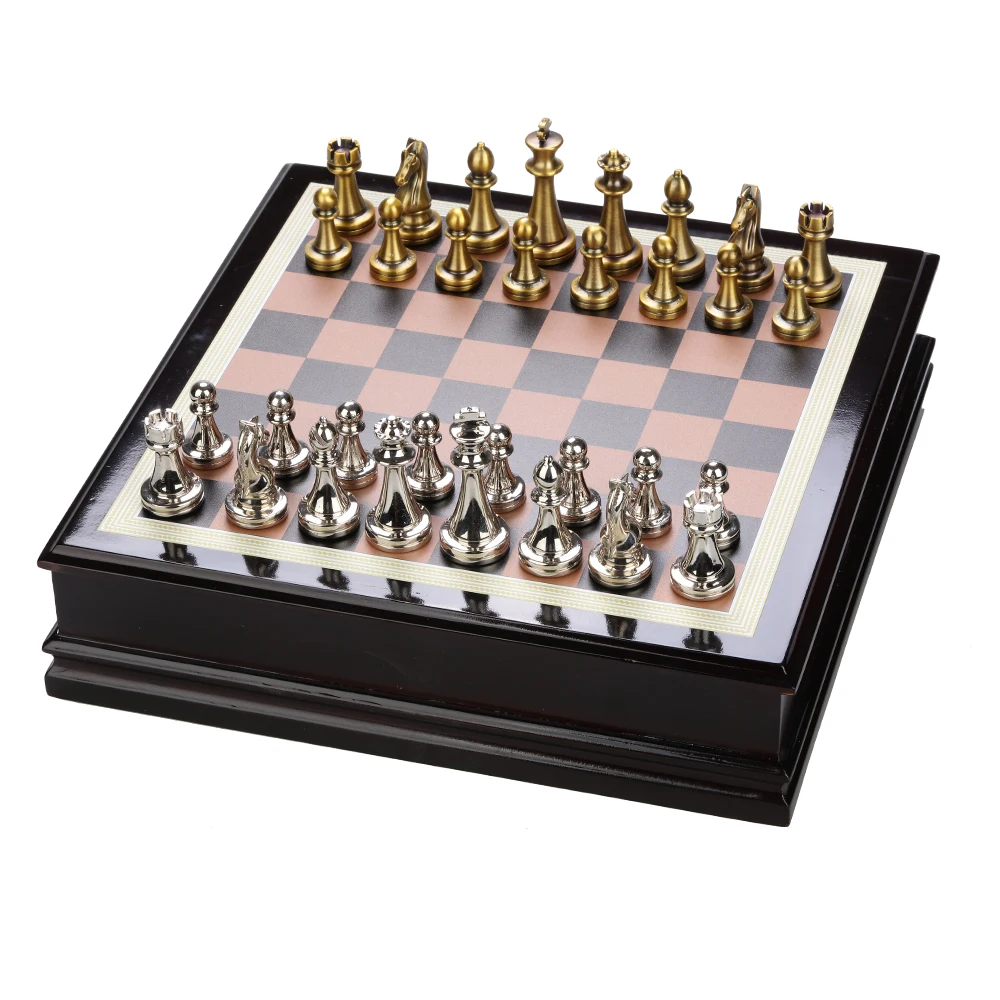 Quality Zinc Alloy Metal Chess Table Set Classic Game Collection Metal