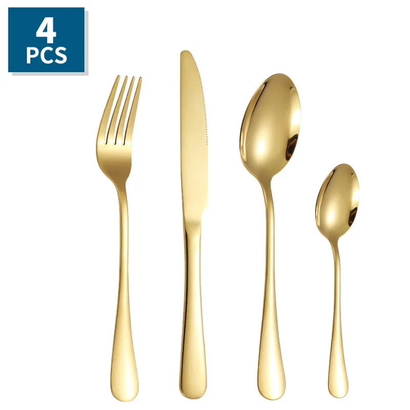 

popular wedding fork knife spoon silver black gold flatware inox dorados metal juego cubierto cutlery set stainless steel