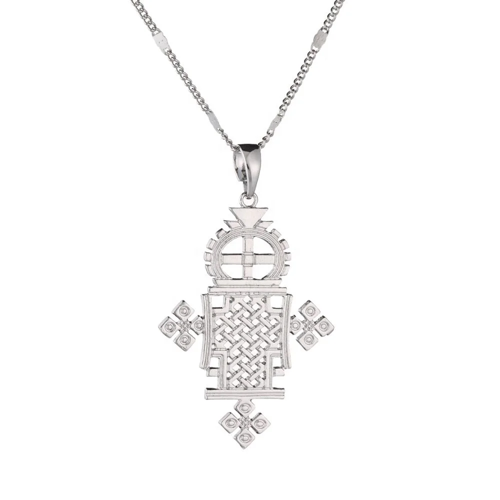 

Ethiopian Fashion Cross Pendant Necklace Silver Plated Eretrian Coptic Crosses African Jewelry