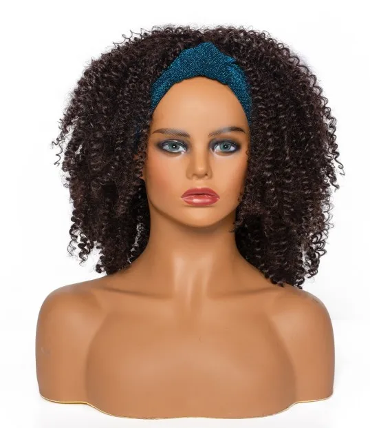 

Wholesale headband wig Elastic Adjudtable Body Wave Afro Wigs Synthetic Black Hair Headband Wig For Black Women, Customized colors