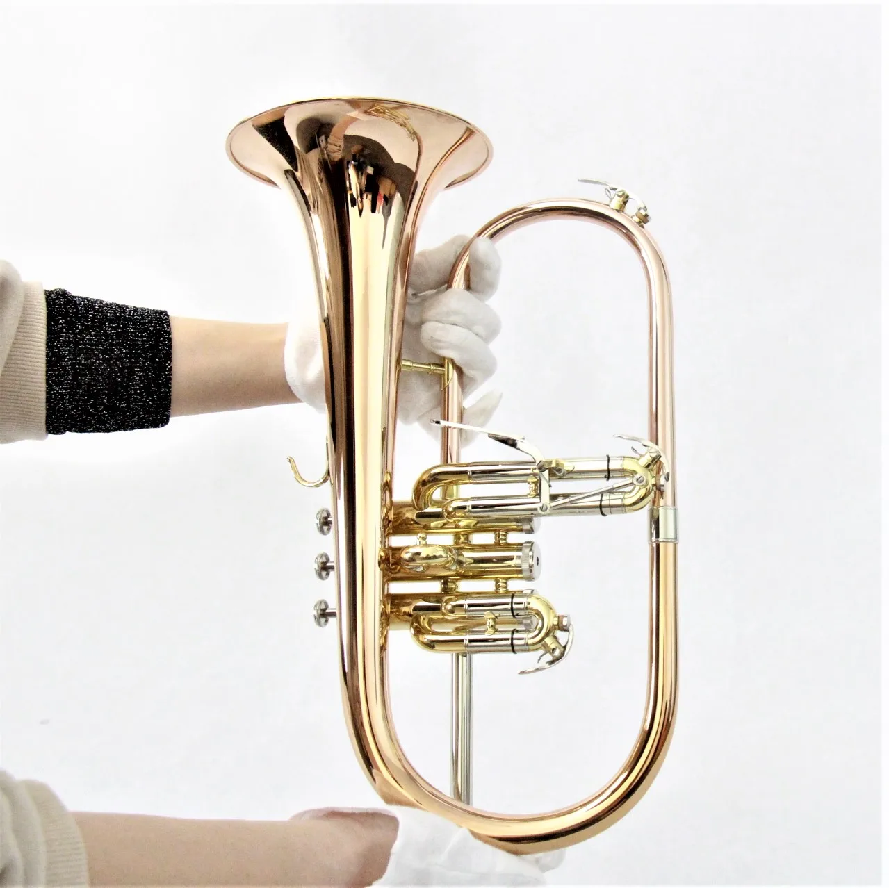 

hot selling flugel horn with rose gold and cupronickel side bass flugelhorn brass instrument flugelhorn trumpet