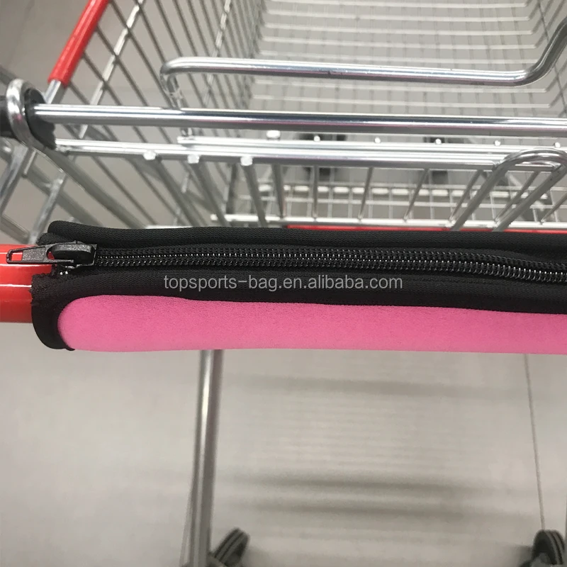 

Zipper Closure Pink Color Waterproof Neoprene Shopping Cart Handle Cover, Multi-color