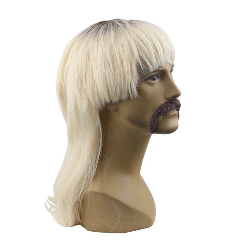 blonde mullet wig with bangs