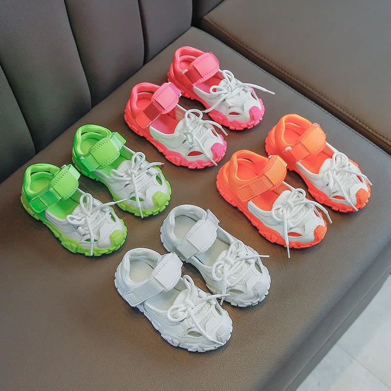 

Children shoes 2021 summer new girls casual shoes sandals Anti-kick and anti-skid students shoes kids sandal, White