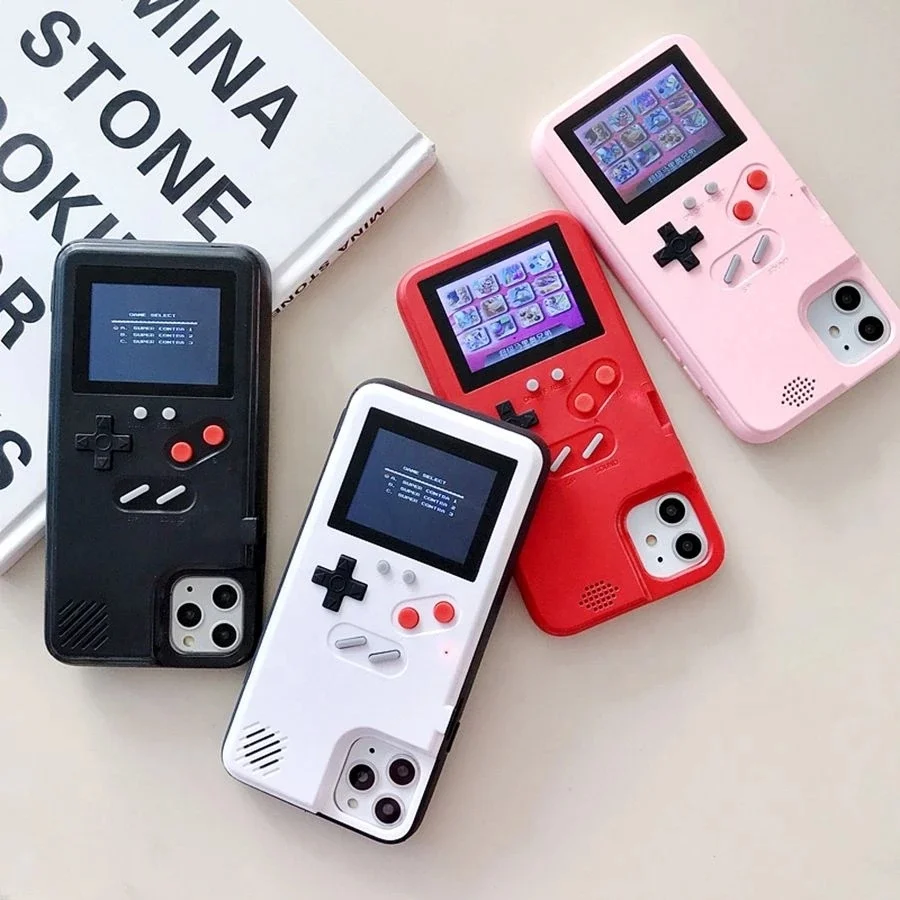 

Built-in 36 Games Gameboy Phone Cover For iphone 12 mini 12 pro max Soft TPU Can Play Blokus Game Console Cover For iPhone, Mulit colors