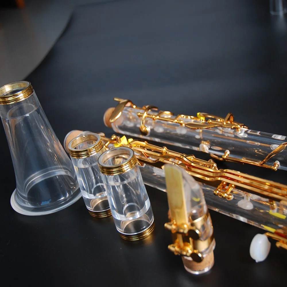 

Plexiglass tube body gold - plated G clarinet, Transparent