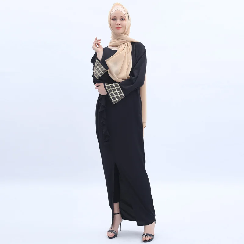 

2022 Amazon Best Seller Maxi Long Sleeve Middle East Arabic Islamic Clothing Robe Women Modest Abaya Muslim Dress for Ladies, Blue
