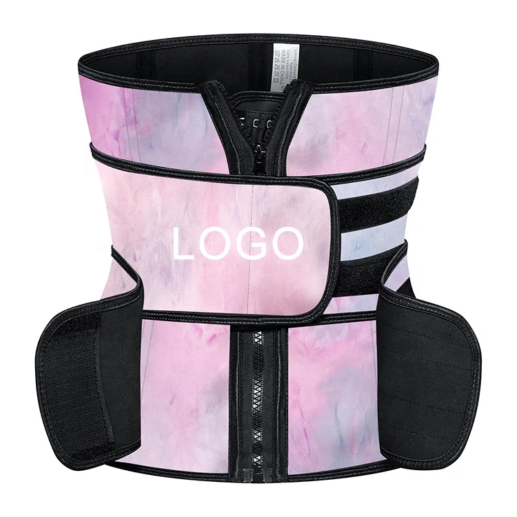 

High Quality Custom Logo Slimming New Design Tie Dye Hooks Waist Trainer for Women Latex Corset Cincher Body Shaperwear