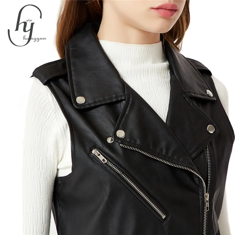 

Women's Faux Leather Leather Biker Waistcoat Classic Cut Motorcycle Motorbike Gilet Biker Vest With Zip Pocket, Red, black, white, pink, red wine