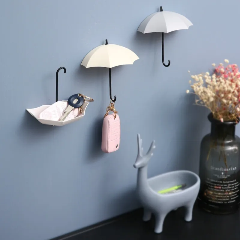 

3Pcs/lot Sticky Hook Umbrella Shape Creative Key Holder Rack Home Decorative Wall Hook, Shown