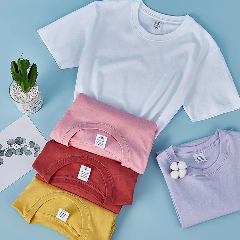 

L1 Wholesale 100% Cotton Tshirts Clothes Women Plain Custom Printing Oversized White Blank T-Shirt, 10 colors