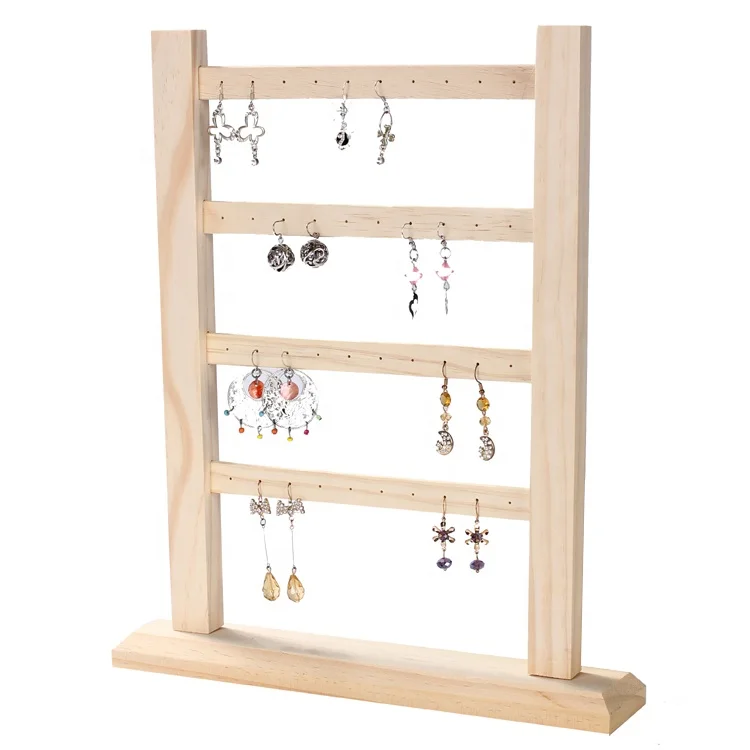 

solid wood studs shelf ear jewelry display stand jewelry earrings storage rack home decoration jewelry props, Wood natural color or customized