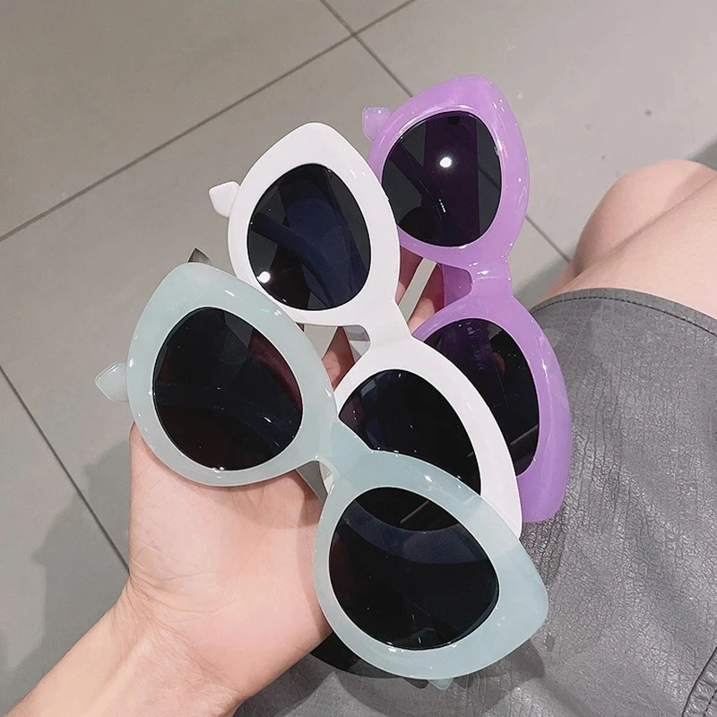 

2021 New Fashion Cat Eye Sunglasses For Women Vintage Pink Purple Gradient Round Sun Glasses Female Uv400 Chic Shades Female