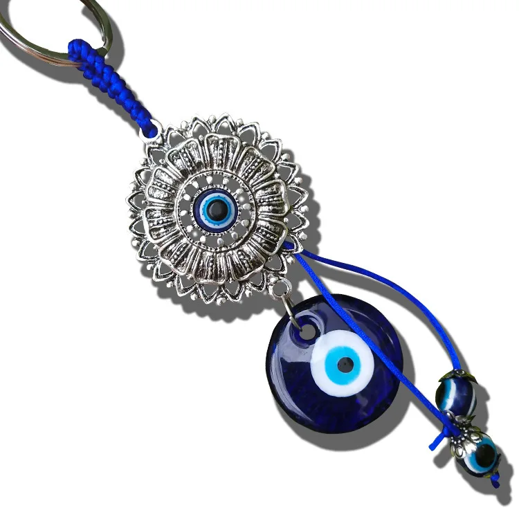 

Colorful Flat Round Beads pendant Vintage blue Eye Bracelet Friendship pendants