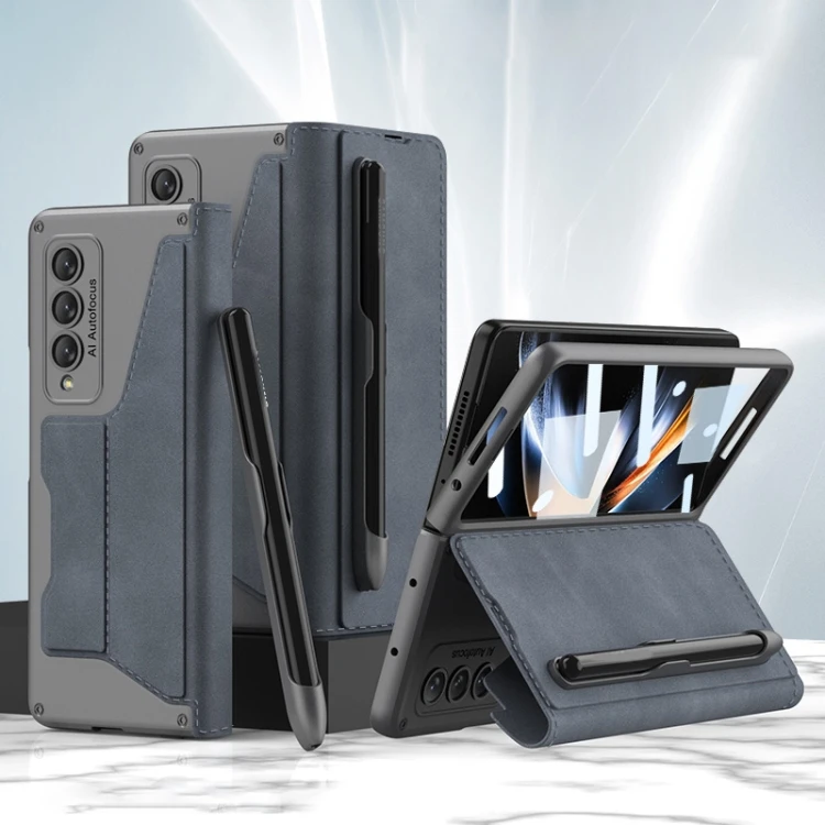 

Top-seller For Samsung Galaxy Z Fold4 GKK Screen Tempered Glass Film Armor Flip Leather Case
