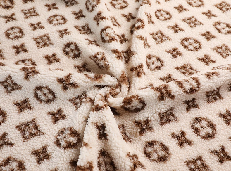 digital printed single side wool fur fleece sherpa fabric for