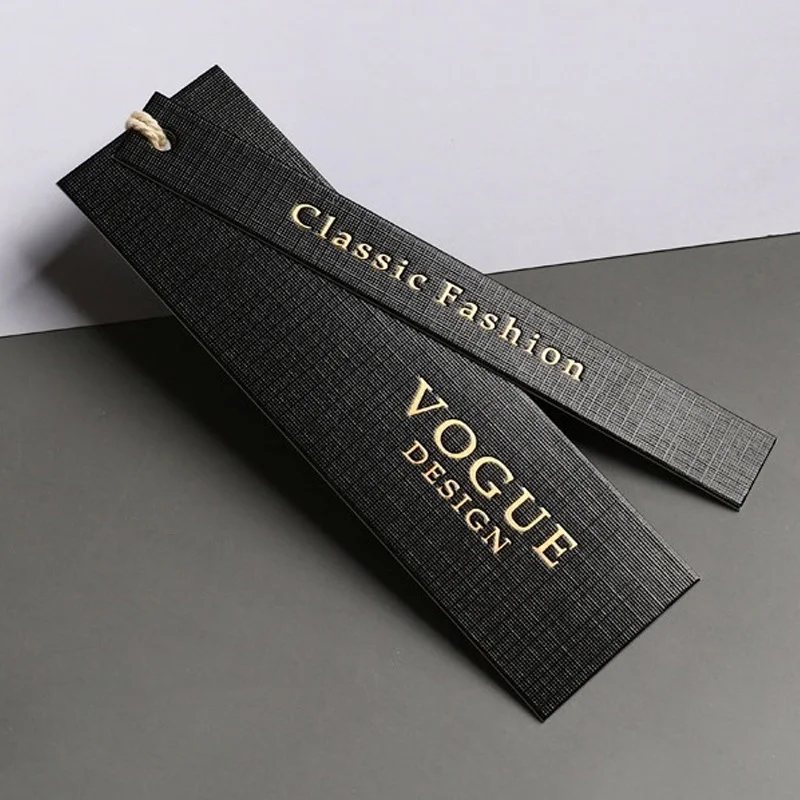 

New Fashion Oem Cotton Clothing Tag Sustainable recycled Black Hang Tag with String Cotton
