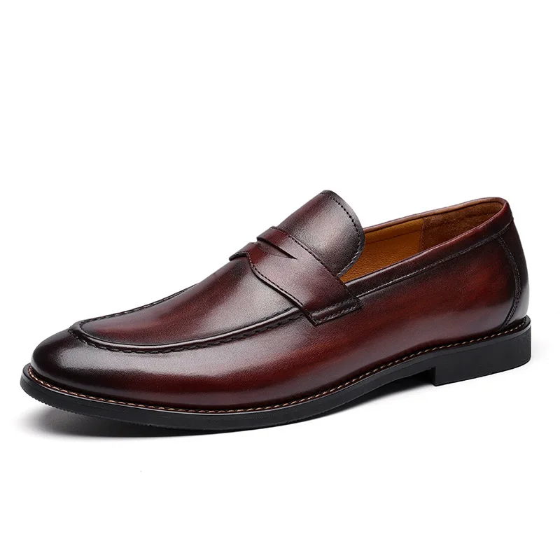 

Spring and summer new style men's casual leather shoes leather loafers, Black,brown